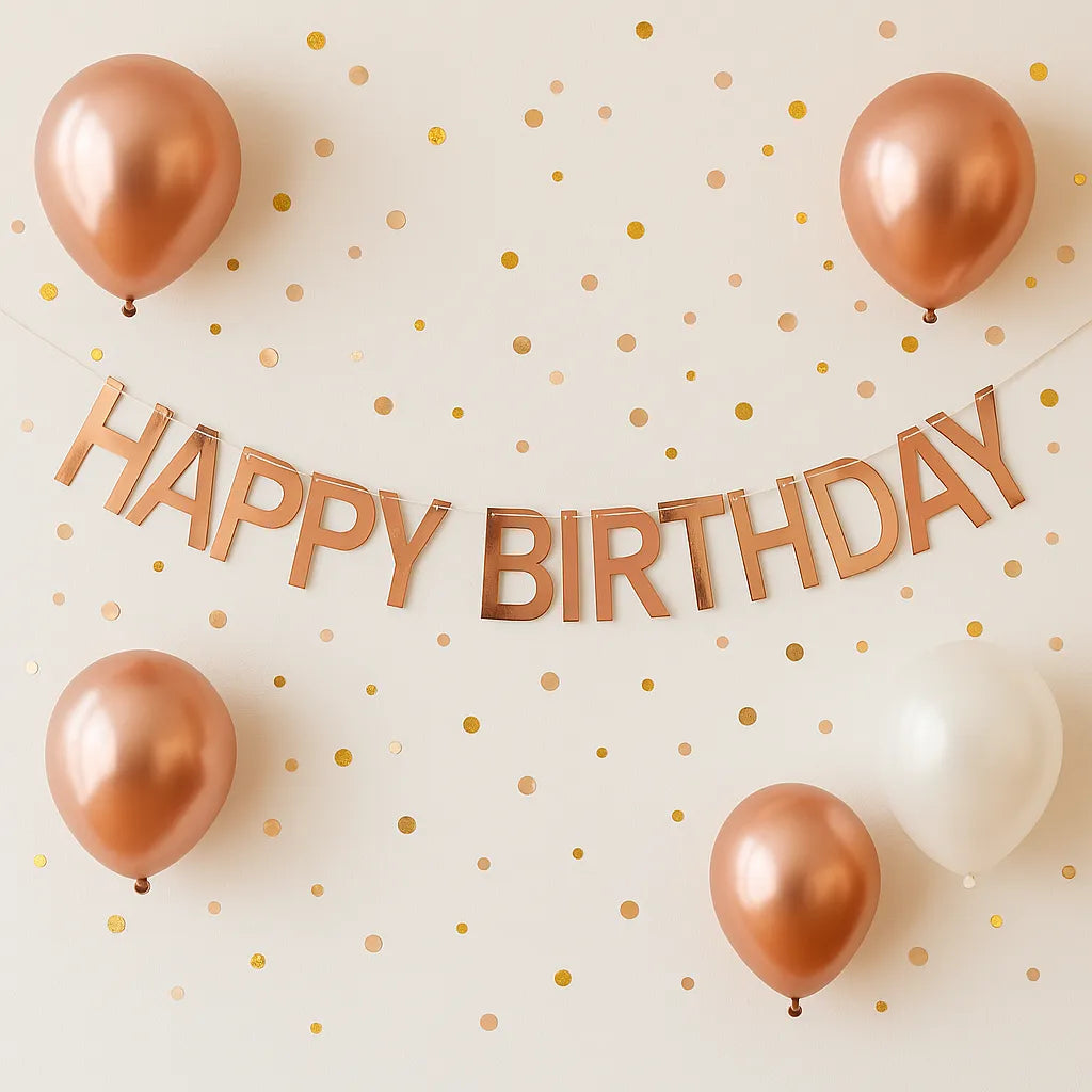 Guirlande Happy Birthday Doré Épuré