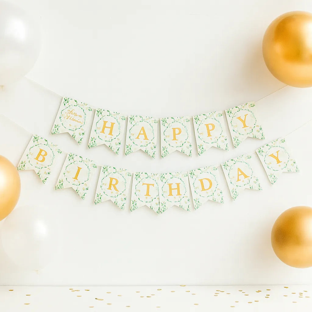 Guirlande Happy Birthday Eucalyptus Cool