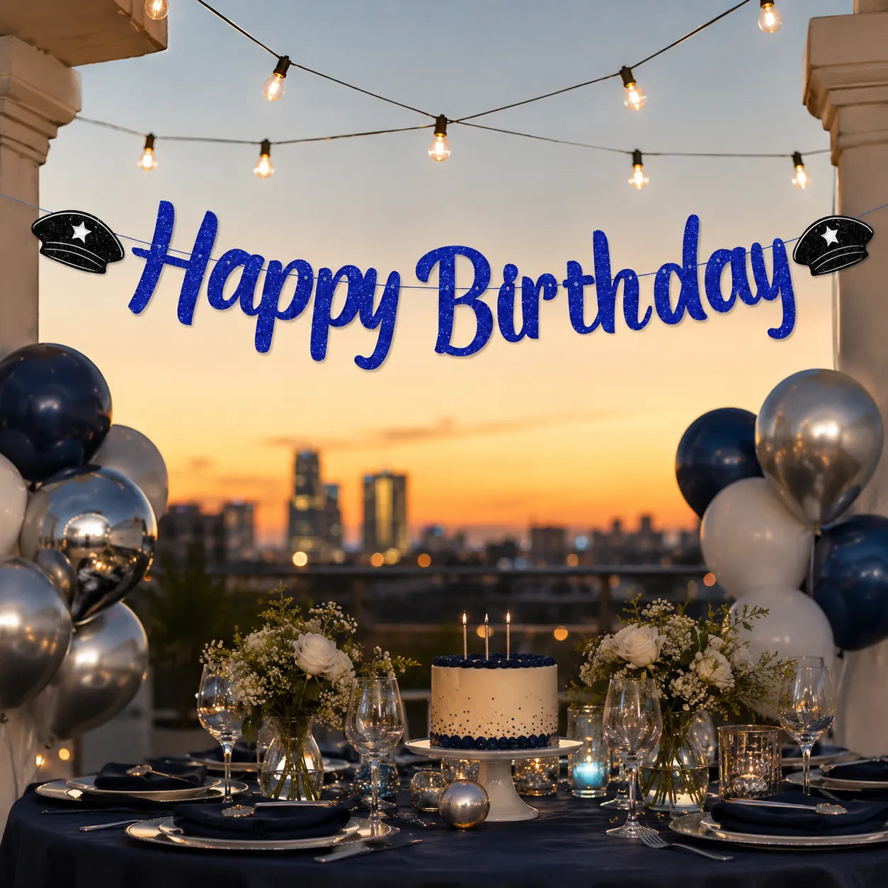 Guirlande Happy Birthday Police