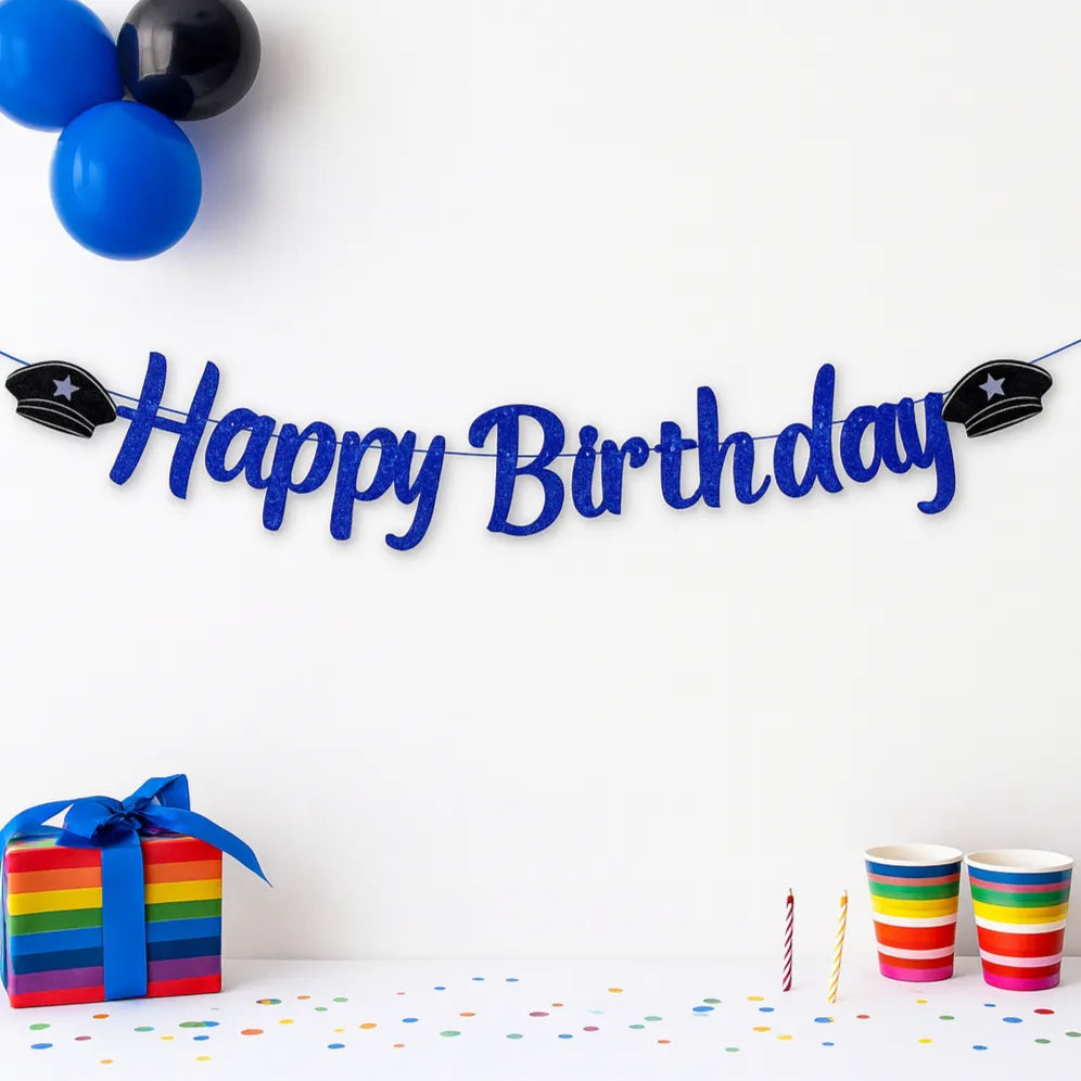 Guirlande Happy Birthday Police Design
