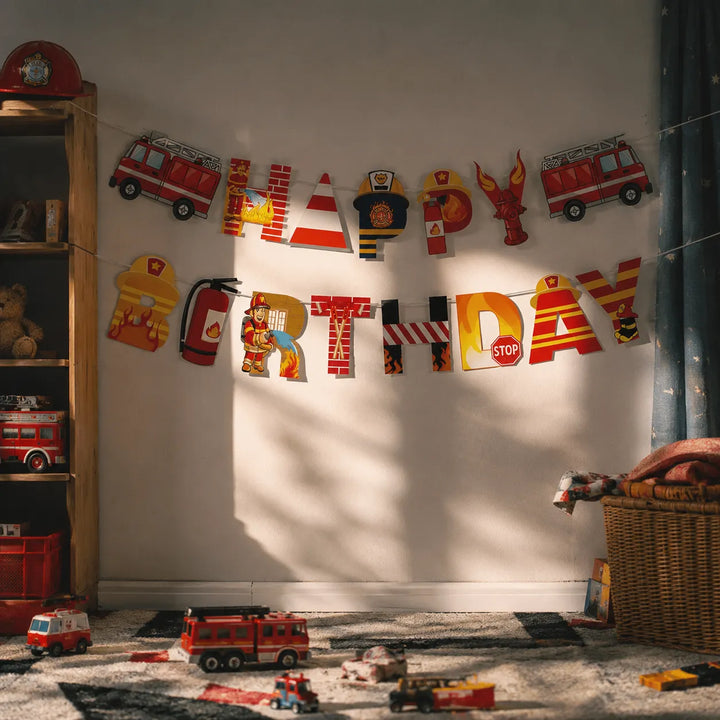 Guirlande Happy Birthday Pompier