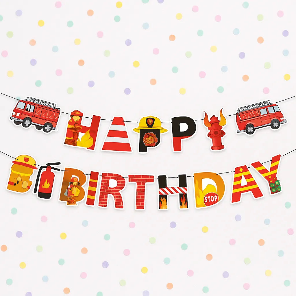 Guirlande Happy Birthday Pompier Design