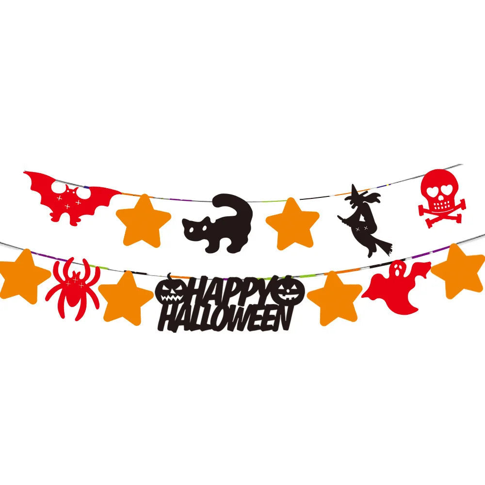 Guirlande Happy Halloween Rouge et Orange Stylé