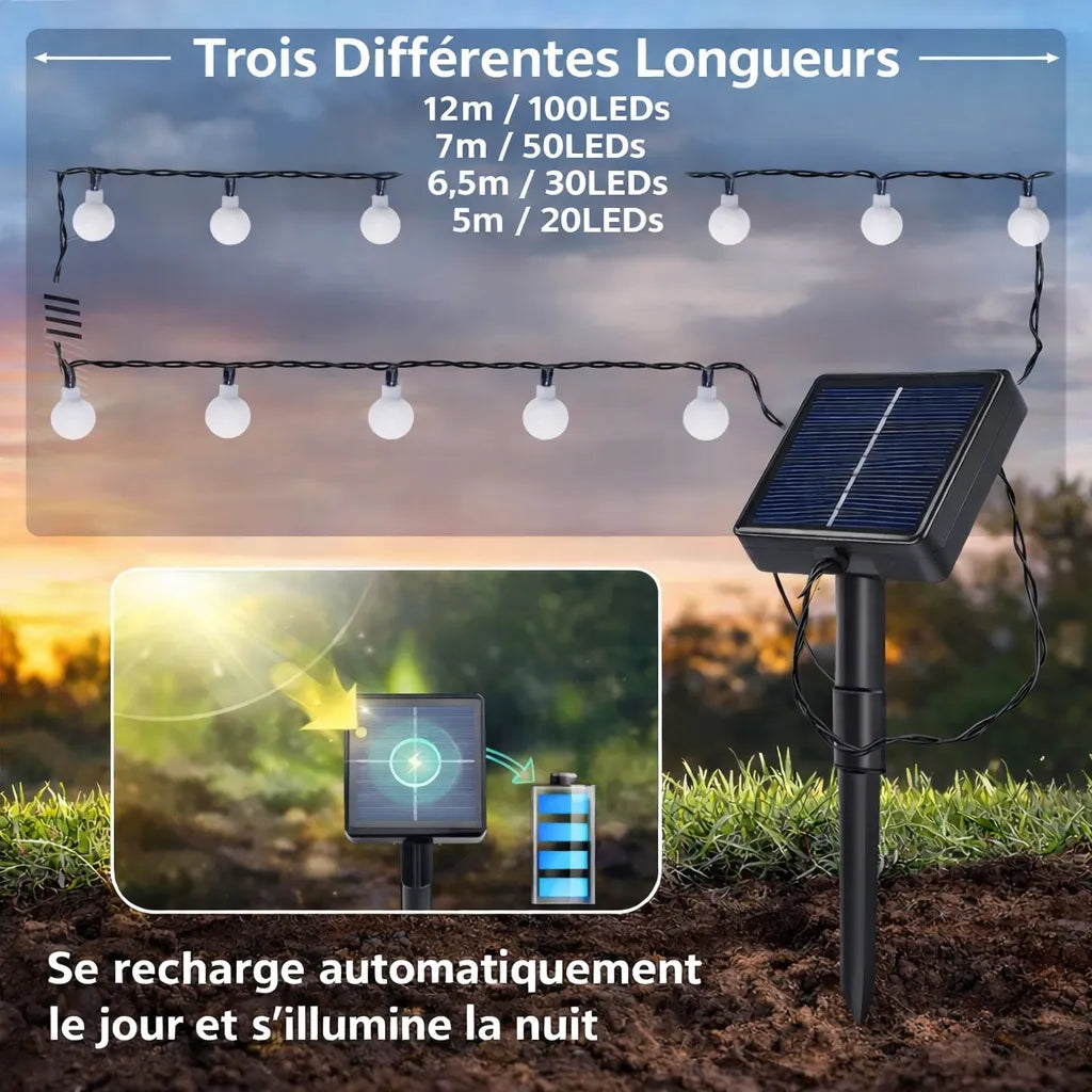 Guirlande LED Solaire Blanc Chaud minimaliste