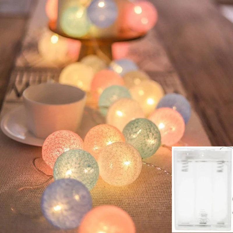 Guirlande Lumineuse Boules Pastel Déco à Pile