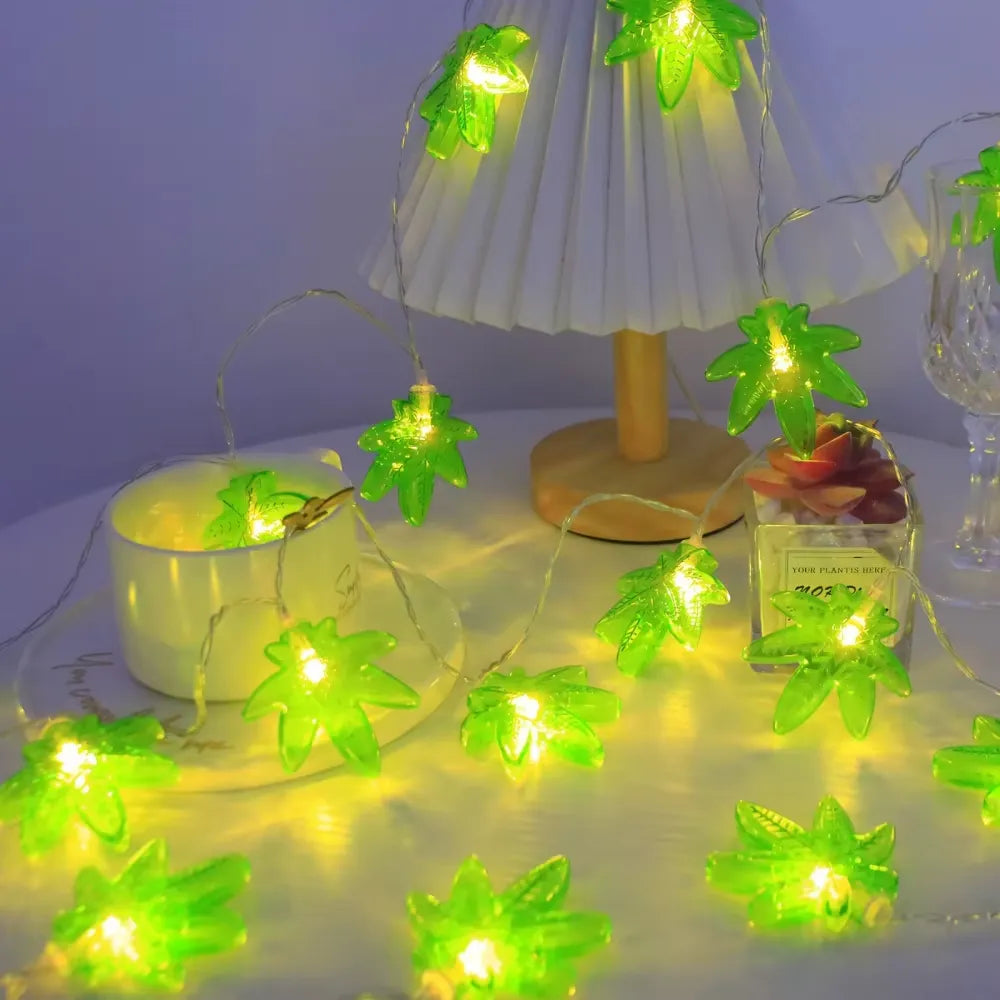 Guirlande Lumineuse Feuille d’érable Verte Jolie