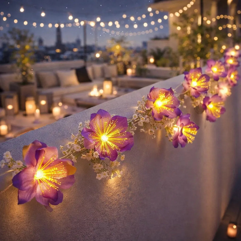 Guirlande Lumineuse à Fleurs Violettes