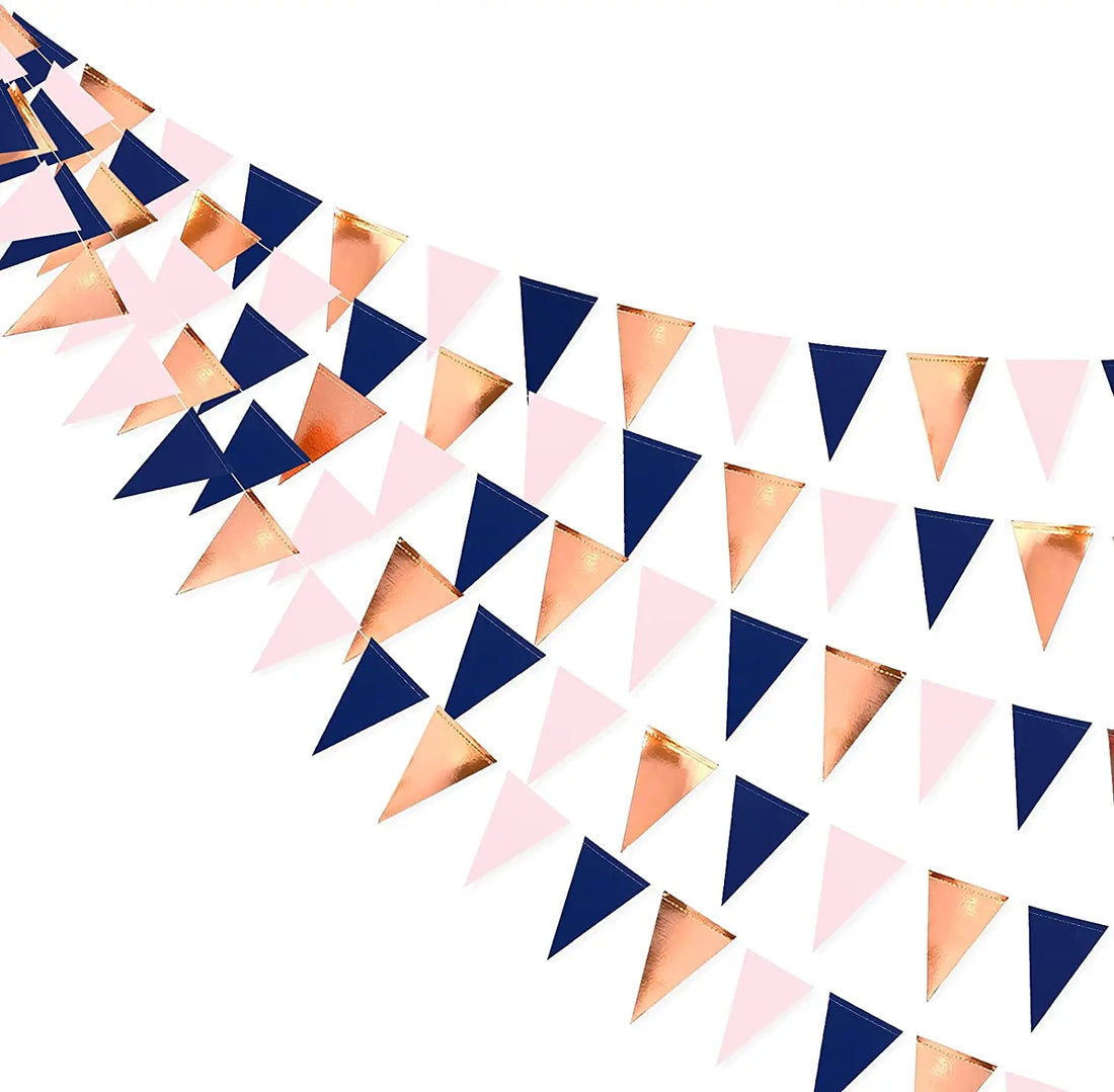 Guirlande Papier Bleu et Rose Gold Design