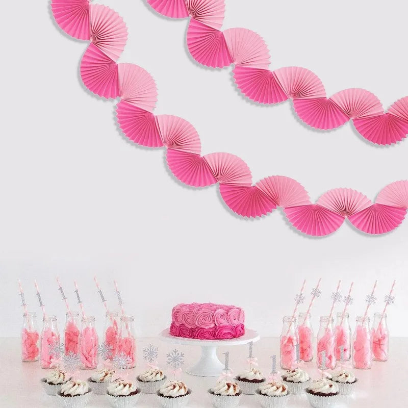 Guirlande Papier Eventails Roses Festive