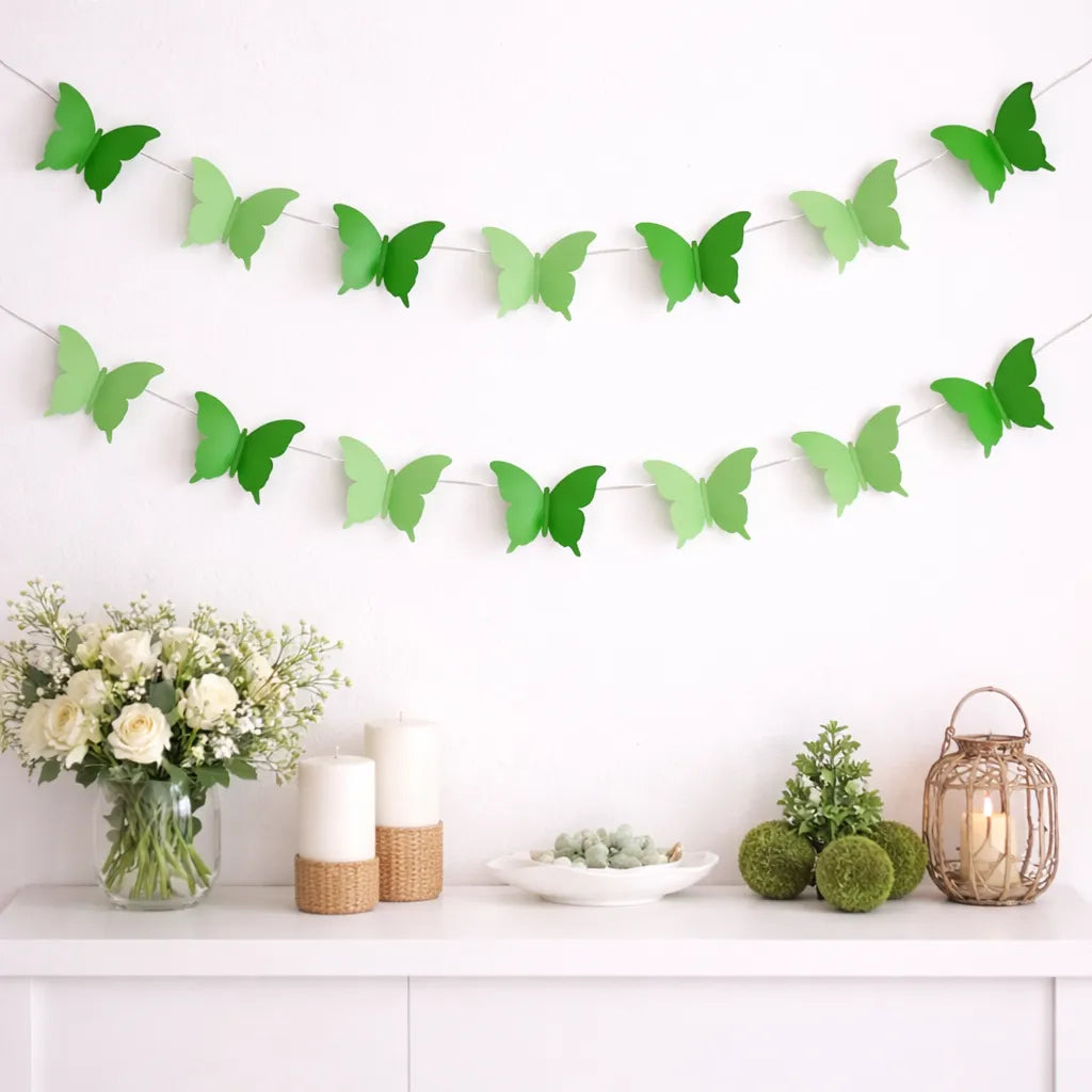 Guirlande Papillons 3D Verts