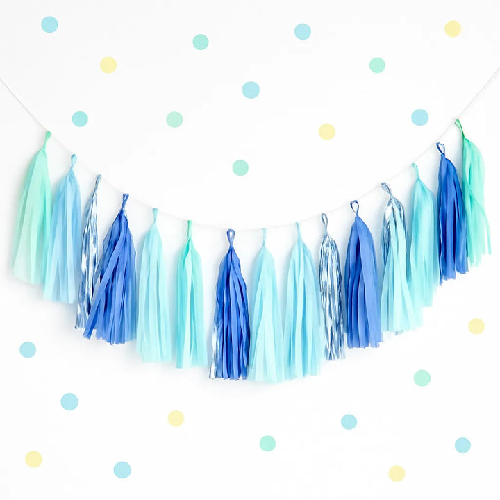 Guirlande Pompons Bleue