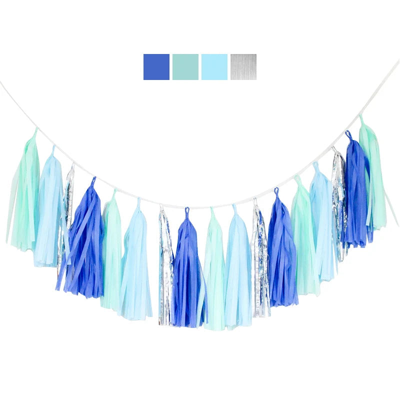 Guirlande Pompons Bleue