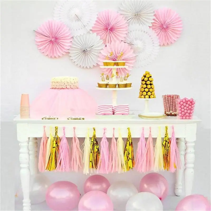 Guirlande Pompons Rose Et Or