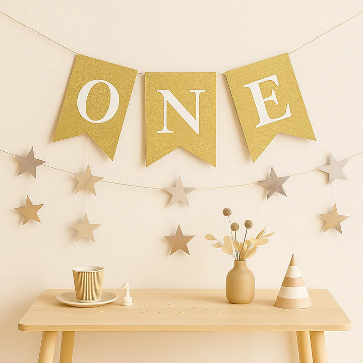 Guirlande Premier Anniversaire Dorée