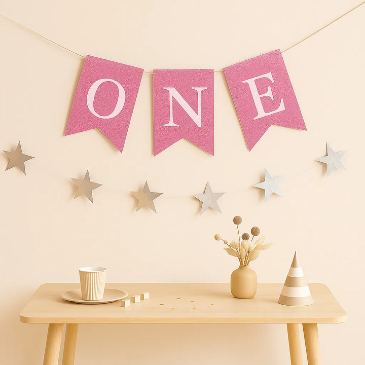 Guirlande Premier Anniversaire Rose