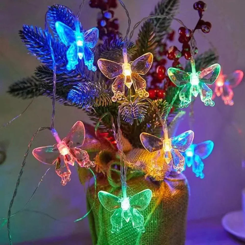 Guirlande Solaire de Papillons Colorés Multicolore