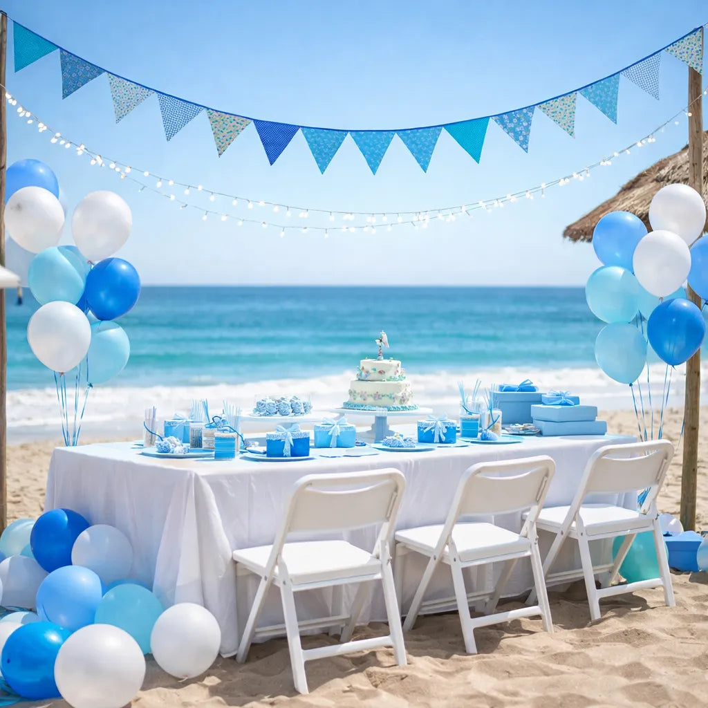 Guirlande Tissu Bleu Fleuri