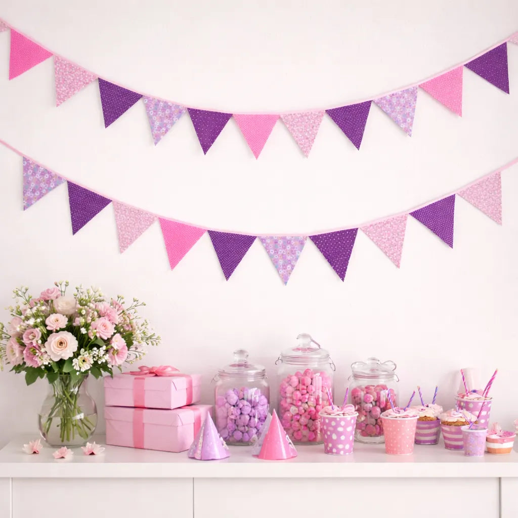 Guirlande Tissu Rose et Violet glamour