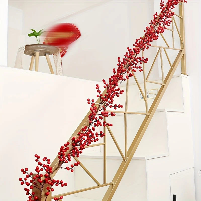 Guirlande de Baies Rouges Escalier