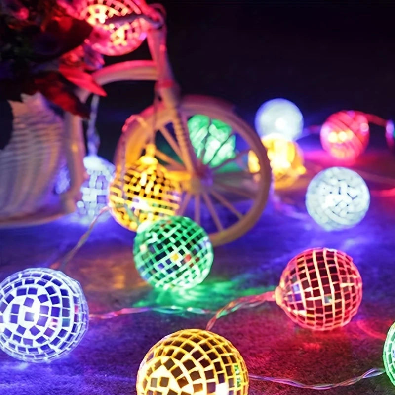 Guirlande de Boules Disco Multicolore Moderne