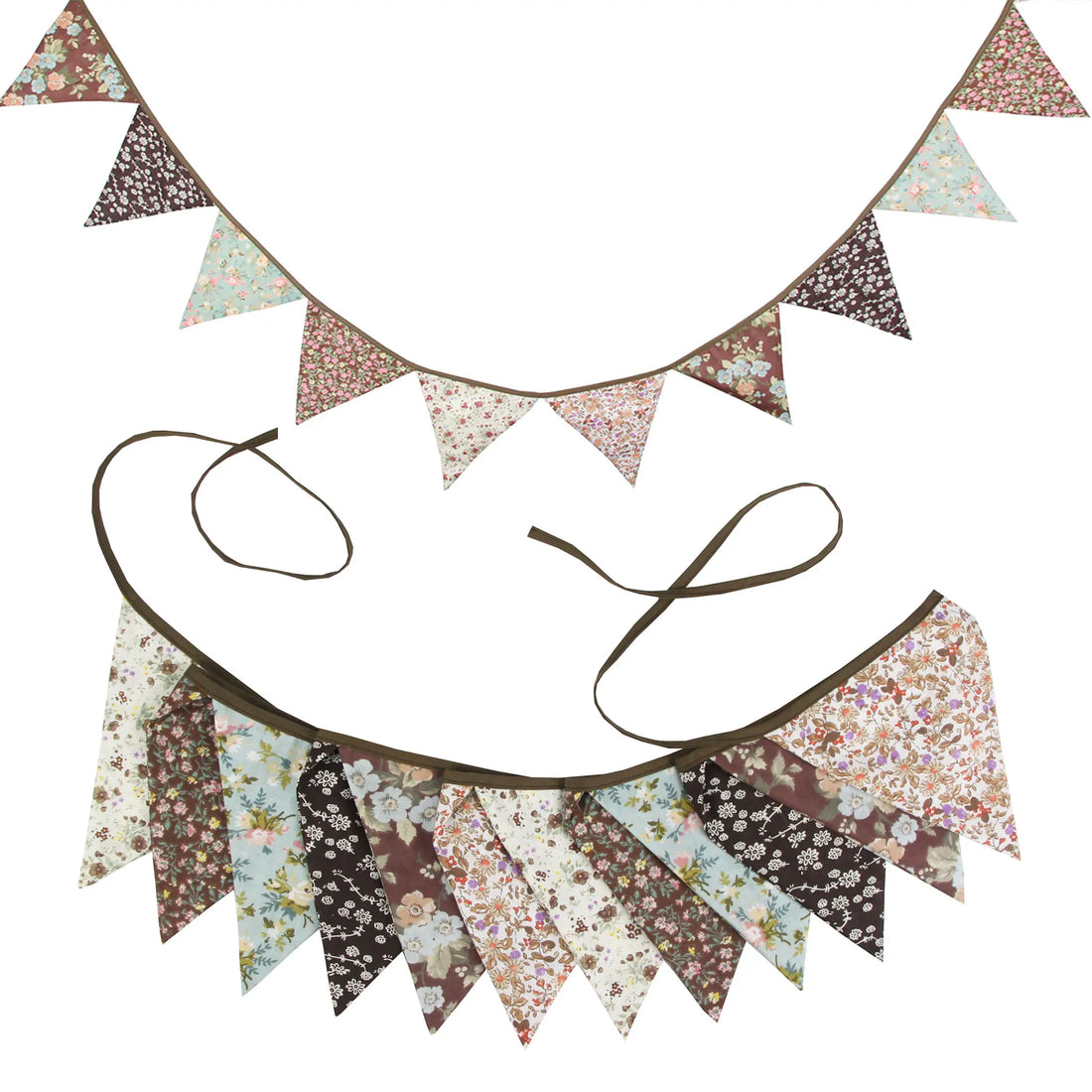 Guirlande de Fanions Fleuris en Tissu rustique