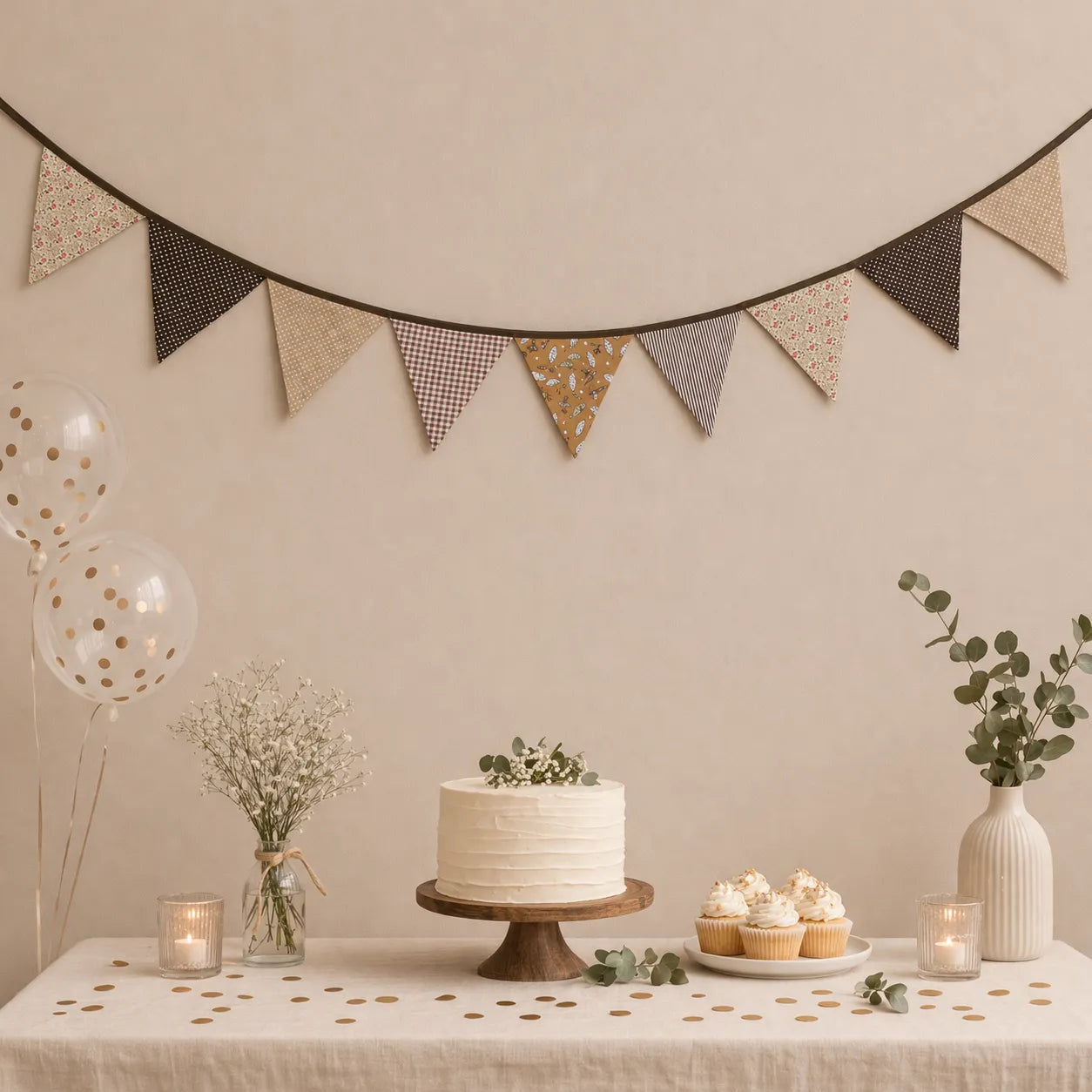 Guirlande de Fanions en Tissu Vintage 