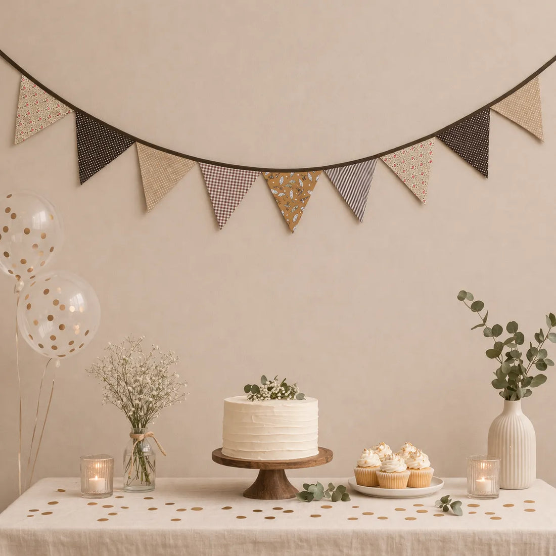 Guirlande de Fanions en Tissu Vintage 