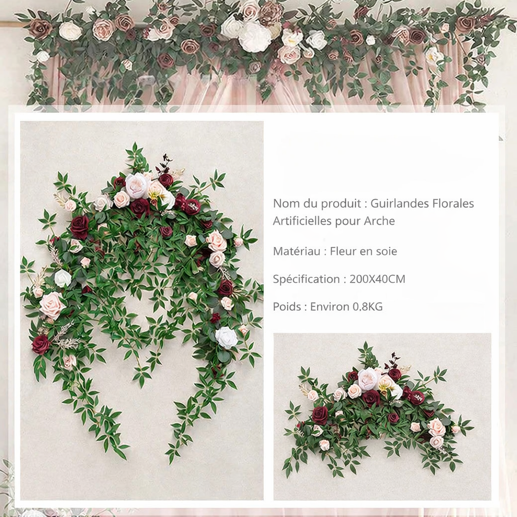 Guirlande de Fleurs Artificielles Arche Mariage Caractéristique