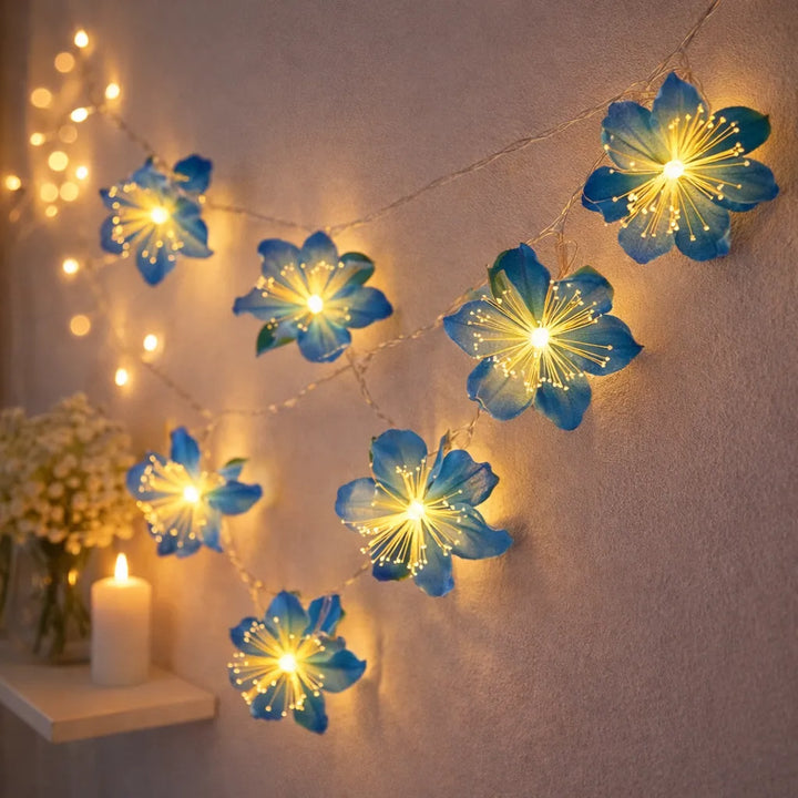 Guirlande de Fleurs Bleues Lumineuse