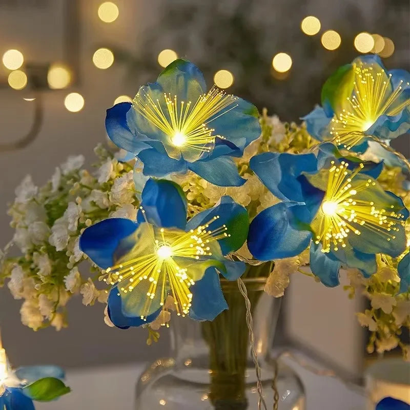 Guirlande de Fleurs Bleues Lumineuse Elégant