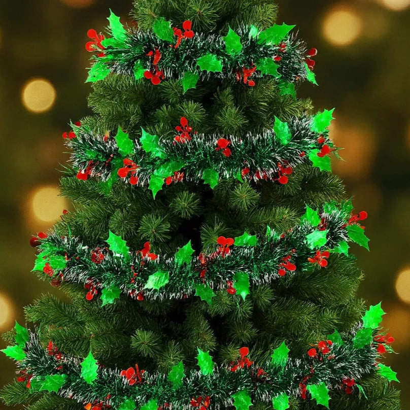 Guirlande de Noël Houx Blanc et  Vert