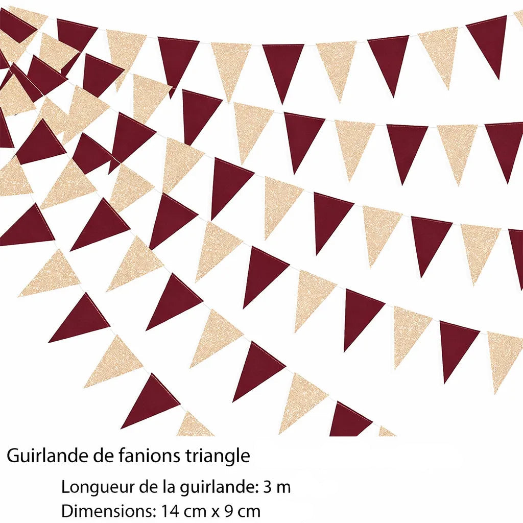 Guirlande en Papier Bordeaux et Or unique