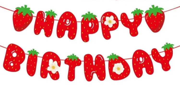 Guirlandes Happt Birthday Fraise Kawaï