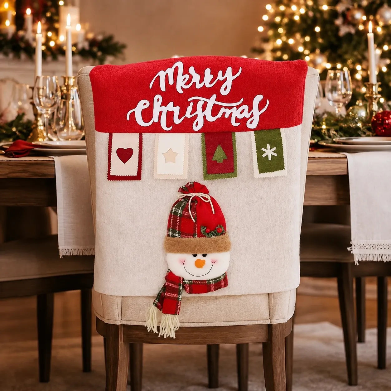 Housse de Chaise 3D Bonhomme de Neige Pratique