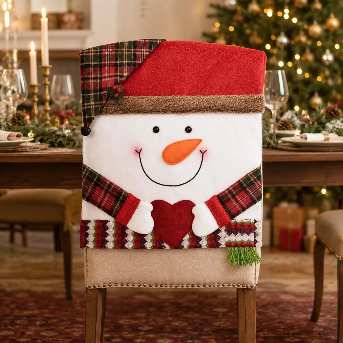 Housse de Chaise Déco Noël Bonhomme Pratique