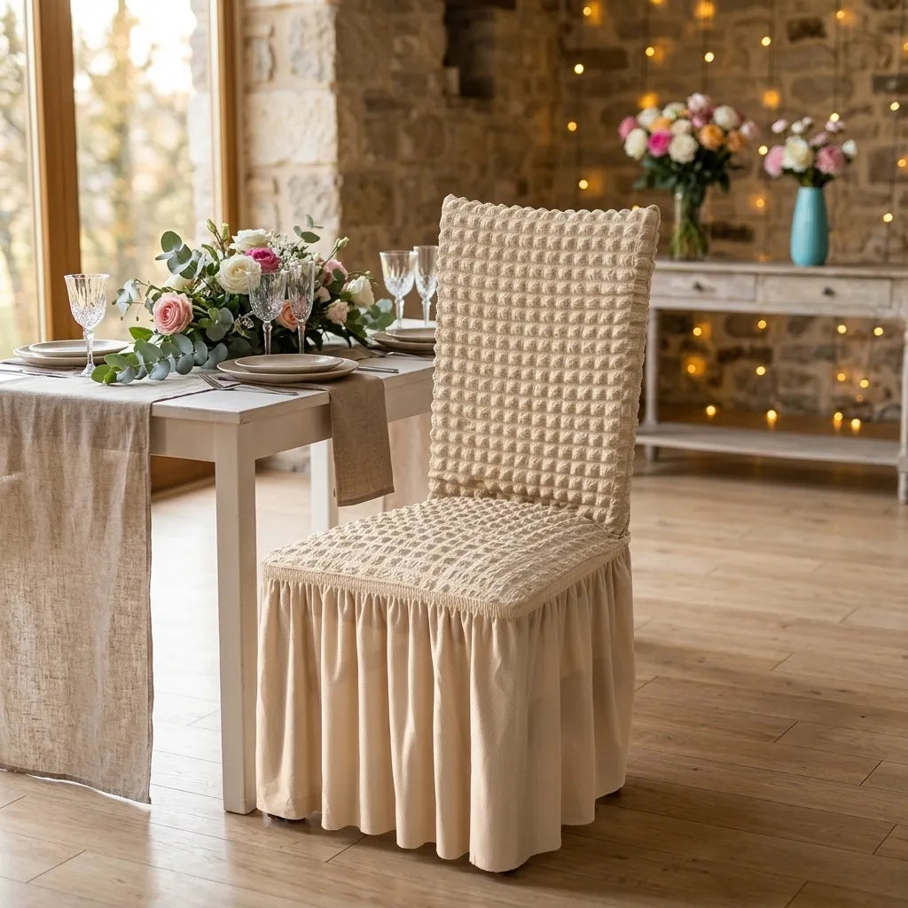 Housse de Chaise Mariage Beige Chic Design