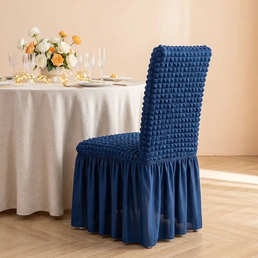 Housse de Chaise Mariage Bleue à Jupe Cool