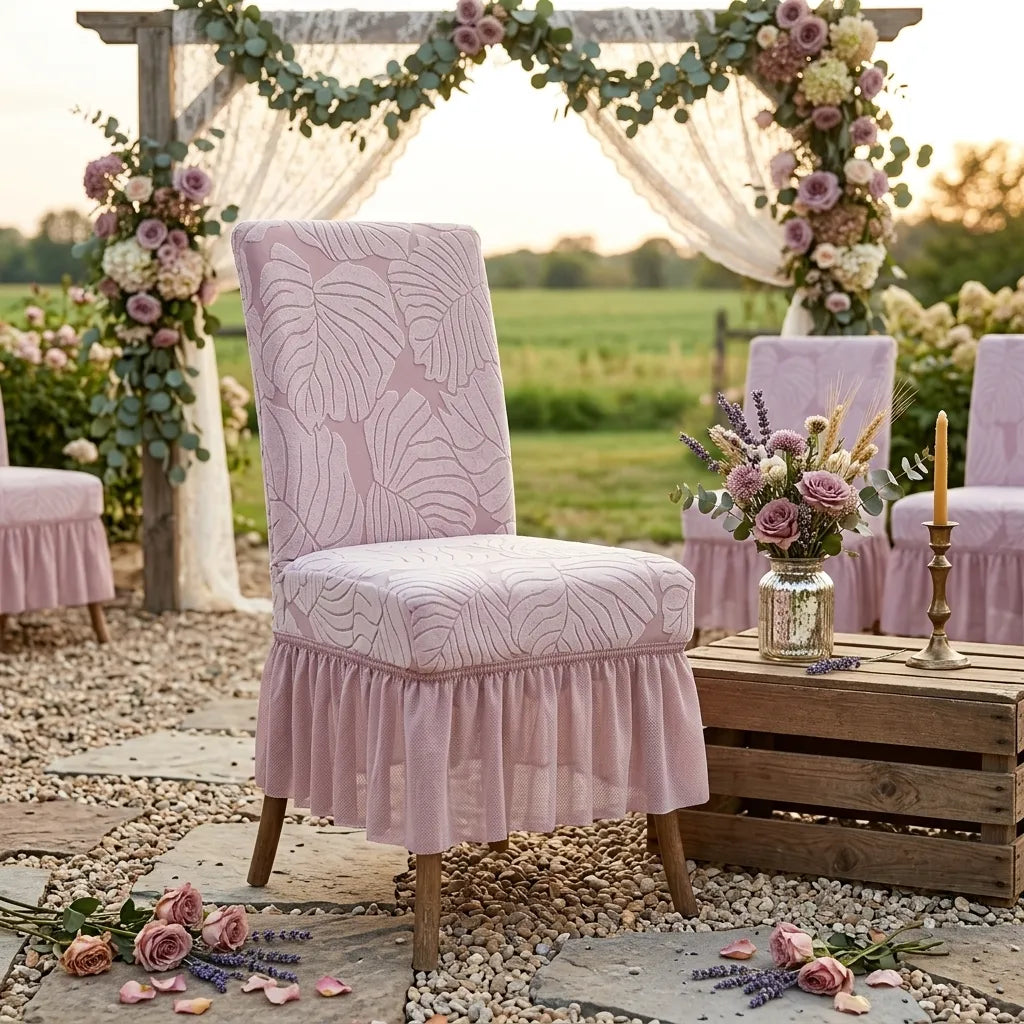 Housse de Chaise Mariage à Feuillages Minimaliste