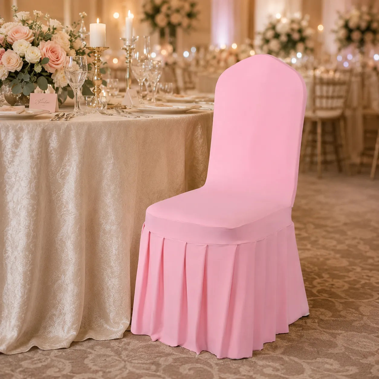 Housse de Chaise Mariage Rose romantique