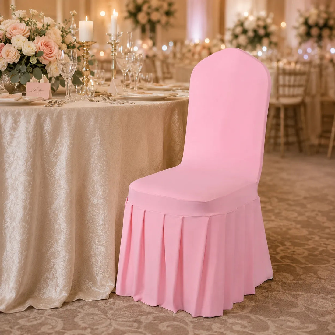 Housse de Chaise Mariage Rose romantique