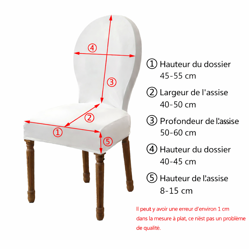 Housse de Chaise Mariage Veloutée Dimensions