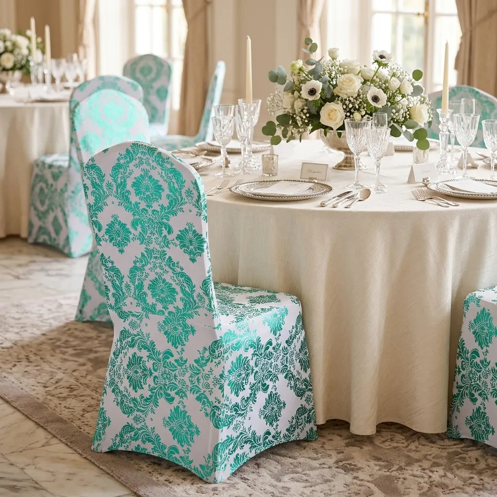 Housse de Chaise Mariage Vert Design Minimaliste