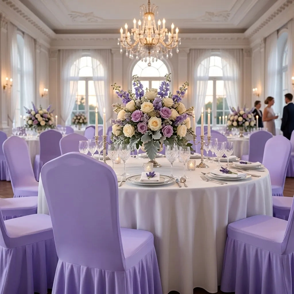 Housse de Chaise Mariage  Violette à Jupe Minimaliste