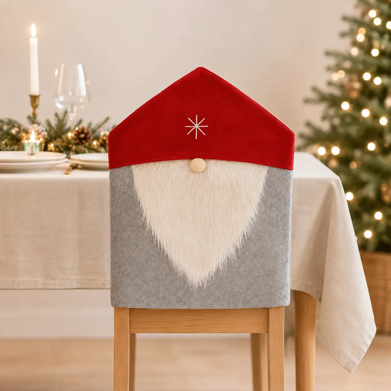 Housse de Chaise Noël Nordique Rouge Pratique