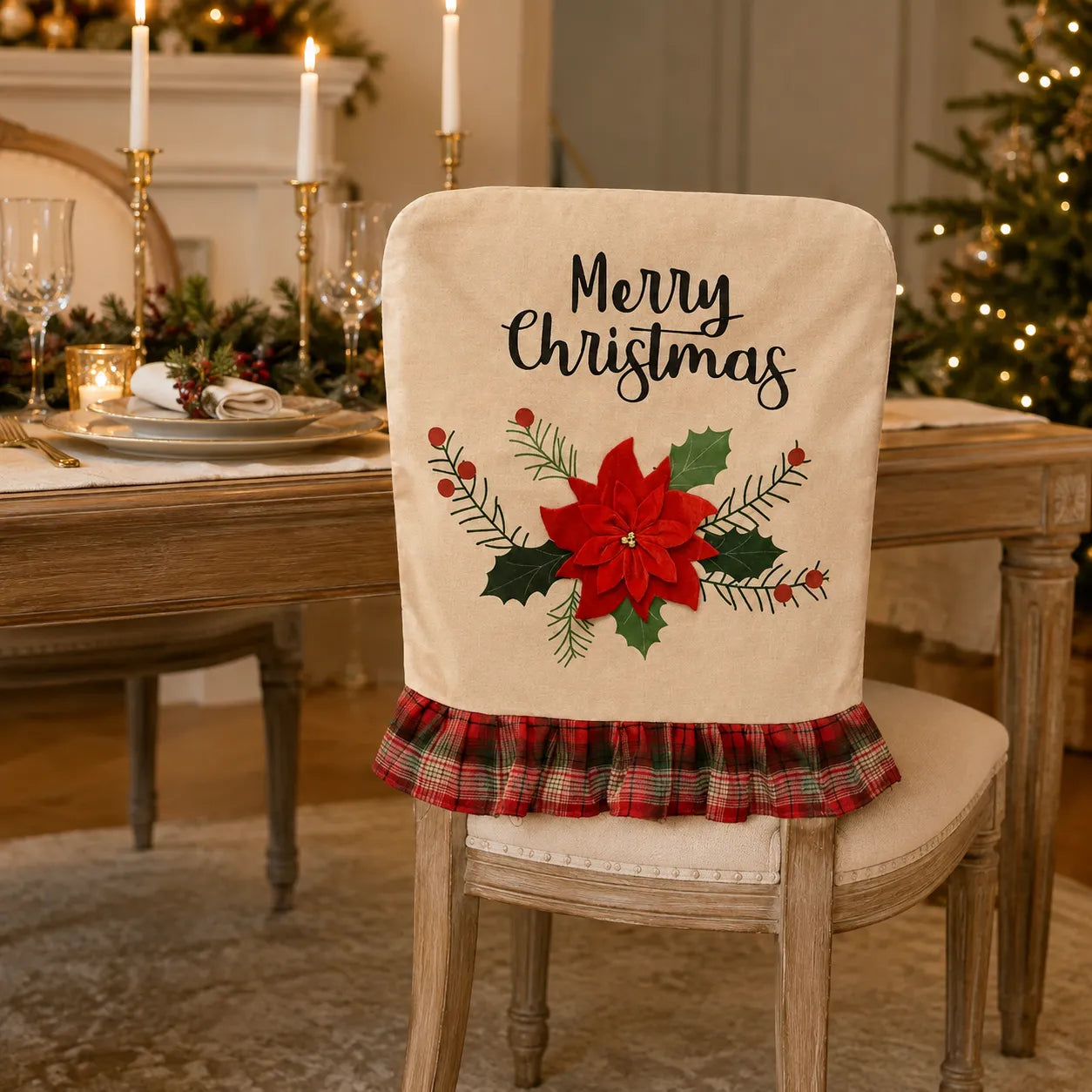 Housse de Chaise Noël Élégante Pratique