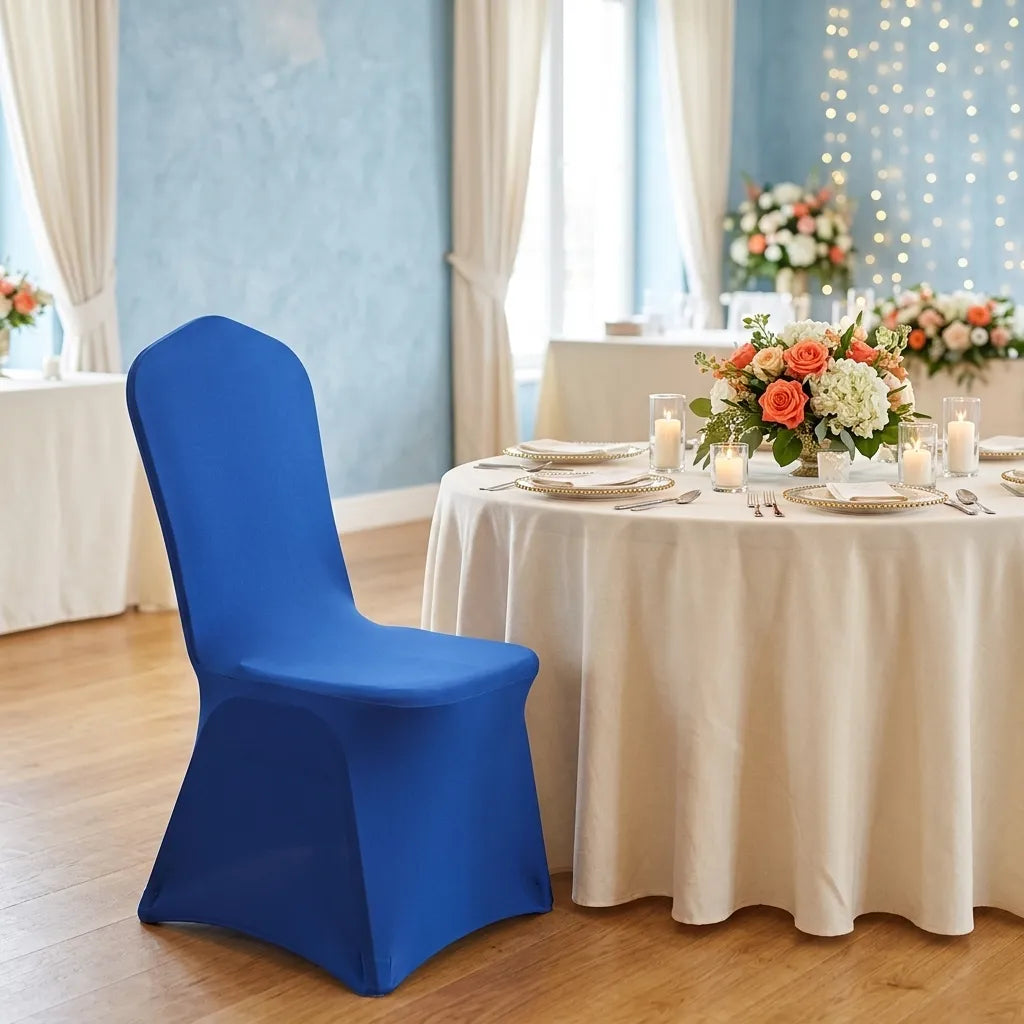 Housse de Chaise Pliante Extensible Bleue Uni