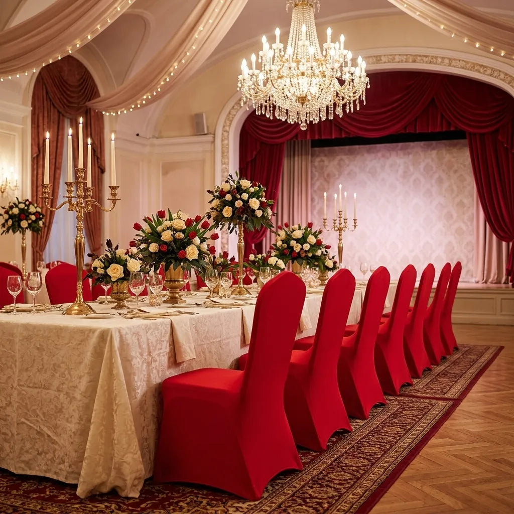 Housse de Chaise Pliante Mariage Rouge Vin Elégant