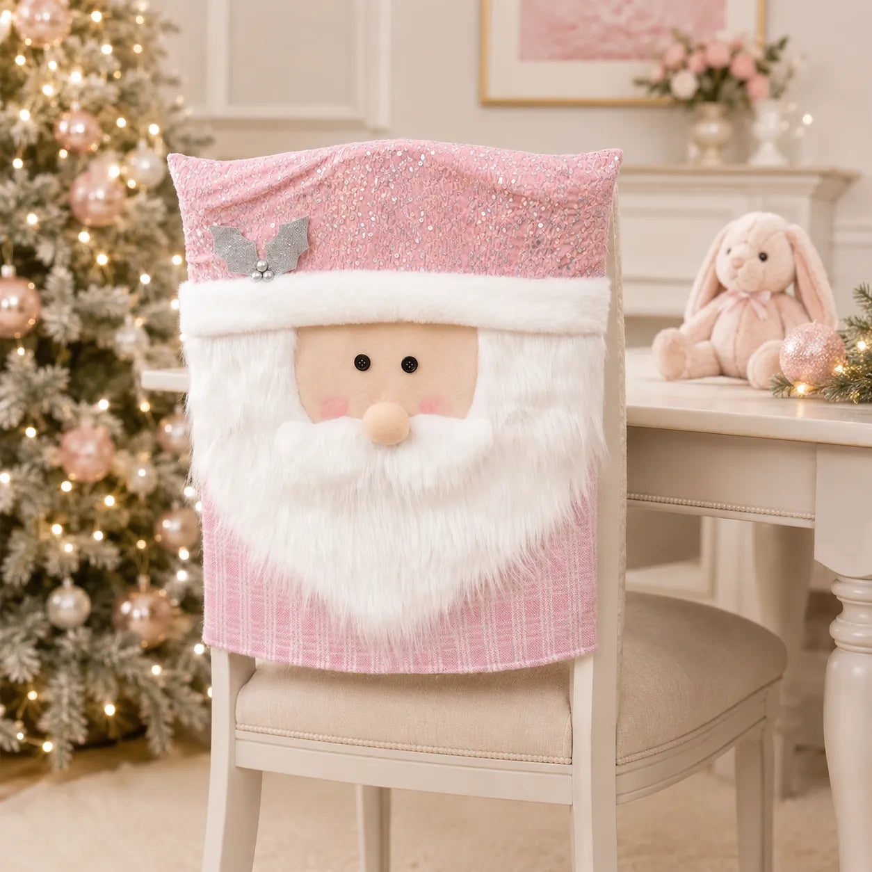 Housse de Chaise Rose Père Noël Pratique