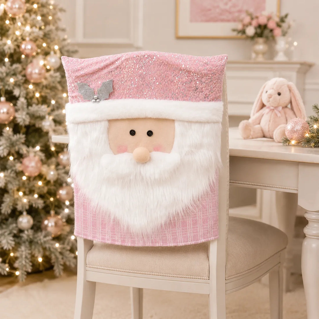 Housse de Chaise Rose Père Noël Pratique