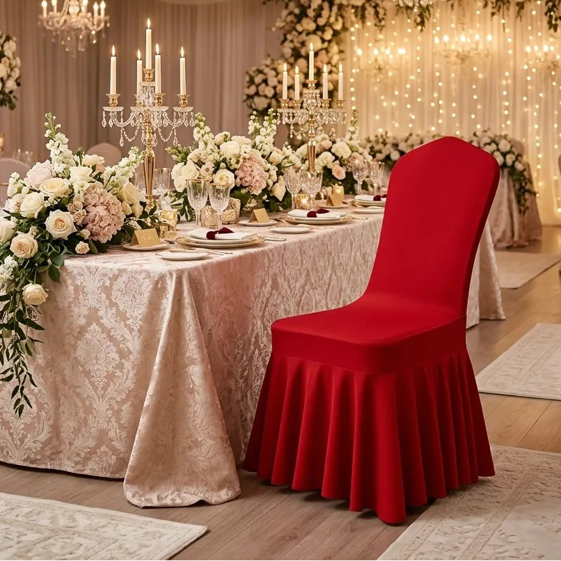 Housse de Chaise Rouge Extensible pour Mariage Minimaliste